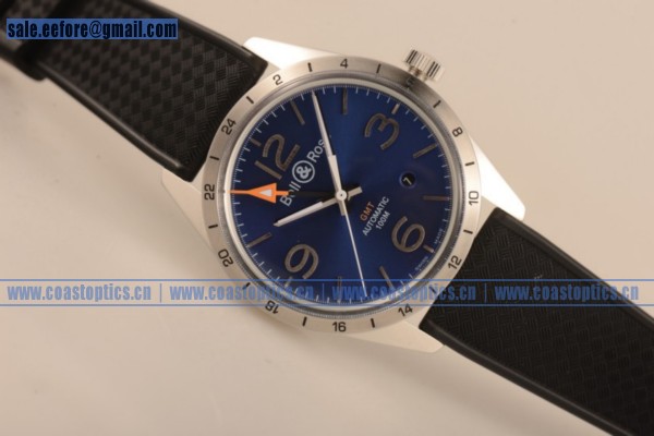 Best Replica Bell&Ross Vintage BR 123 GMT Watch Steel Blue Dial BR 123